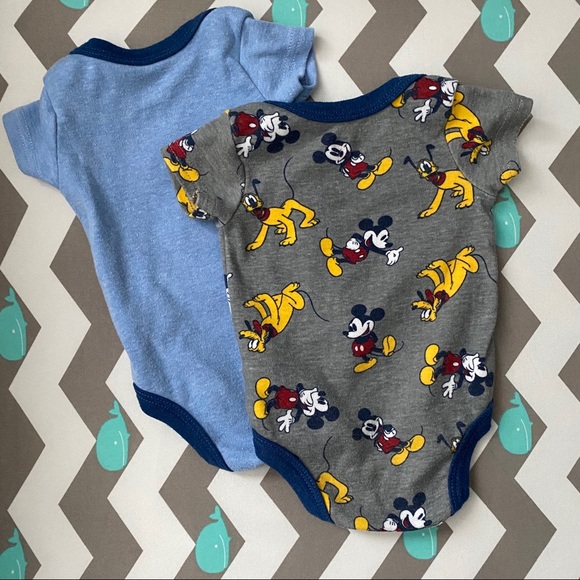Disney Baby Mickey & Pluto Bodysuit Onesies 0-3M - Picture 6 of 6